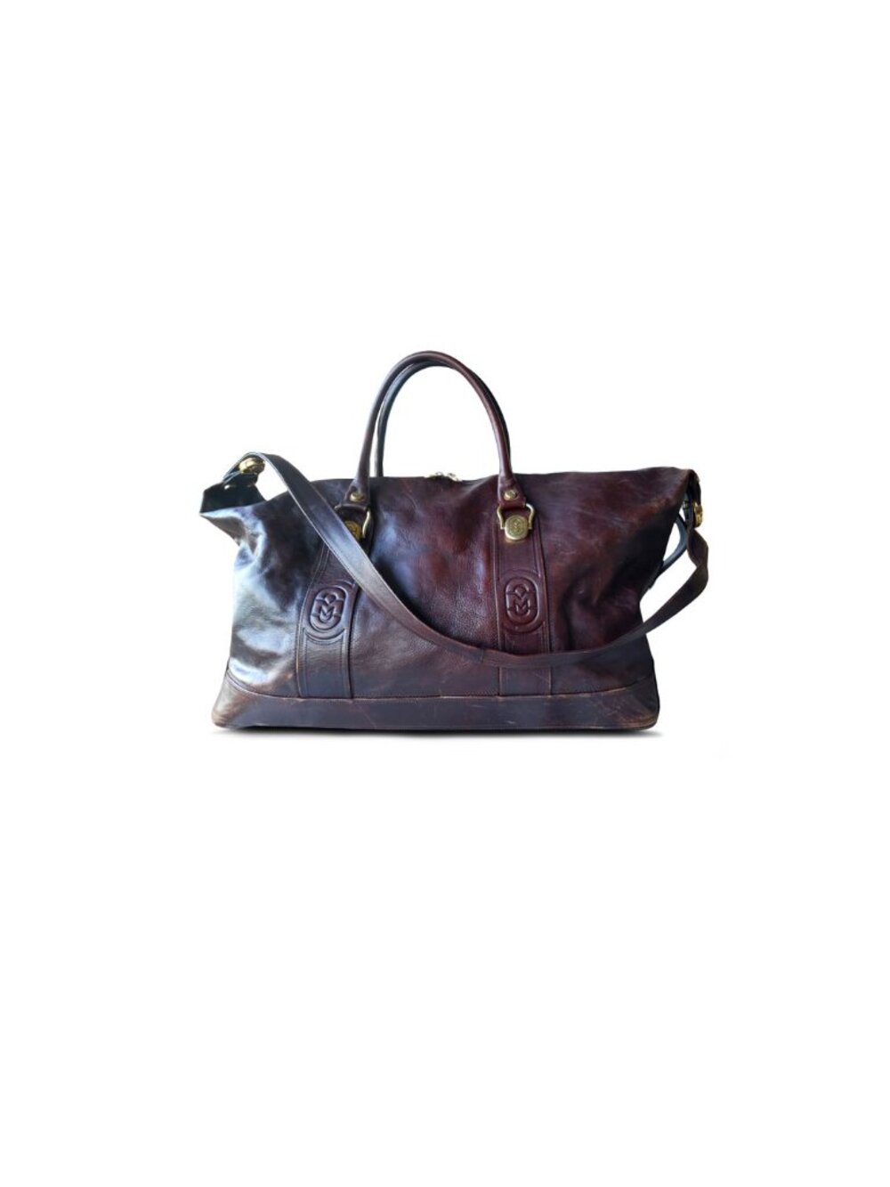 VTG MARINO ORLANDI Large 22" Satchel Tote Crossbody Bag Mahoghany Leather